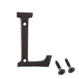 Betorcy 3 Inch Address Number, House Numbers for Outside, Cast Iron Metal Letter Garden Door Mailbox Decor with Screws, Black Letter L