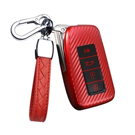 SANRILY - Funda para Llave Lexus ES350 sin Llave de Entrada remota, Protector Completo, Textura de Fibra de Carbono, para Lexus GS RX es NX RC 2016-2021, Color Rojo