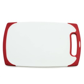 Starfrit 10-Inch x 6-Inch Antibacterial Cutting Board, White and Red