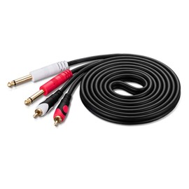LiuTian Mono Phone x 2-RCA Pin Audio Cable RCA Cable Converter Cable 2 x RCA Male to 2 x 6.35mm Mono Male (8m)