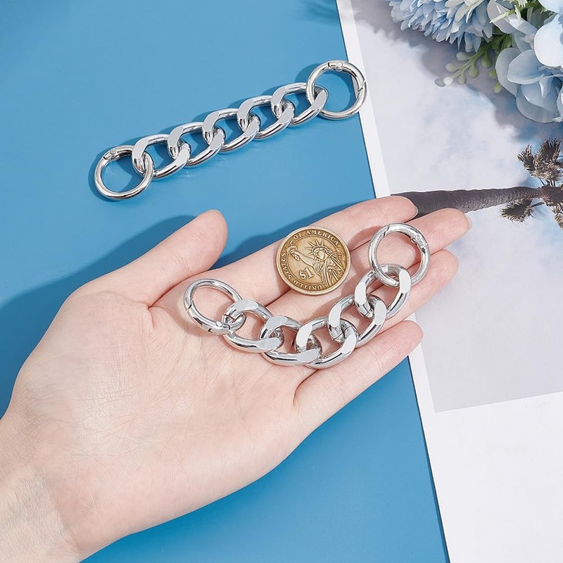 UNICRAFTALE About 2Pcs 4.25" Purse Extender Chain Silver Bag Extender