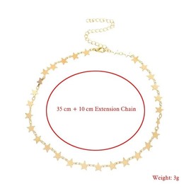 Blue Drop Gold Plated Star Necklace For Women Star Choker Necklace Simple Statement Jewelry Gift - Gold