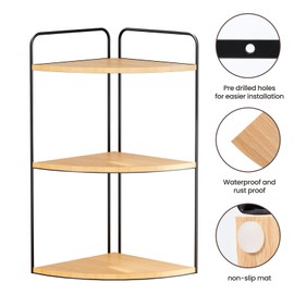 Forest Angle Bathroom Counter Organizer,Countertop Organizer,Vanity Organizers,Bathroom Storage,Bathroom Sink Caddy,Counter Shelf,Corner Counter(Black-Burlywood)