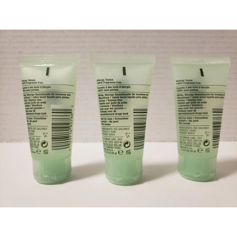 CLINIQUE Lot Of 3 Liquid Mild Facial Skin Soap Dry