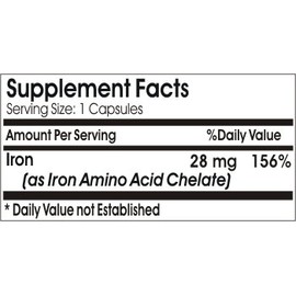 Iron Chelate 50mg // 100 Capsules // Pure // by PureControl Supplements