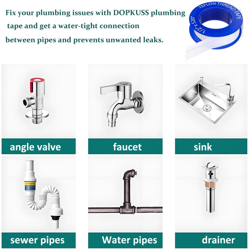 DOPKUSS Plumbers PTFE Pipe Sealant Tape Flex Seal Tape Waterproof