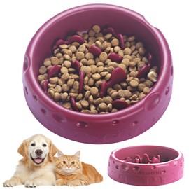 Pet Slow Feeder Bowl for Cats and Dogs - Food Grade Silicone, Non-Slip Suction Base, Raised Center Design for Healthy Eating, Easy to Clean, Dishwasher Safe, Suitable for Dry and Wet Food