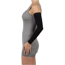 Juzo Dynamic Varin 3511 20-30mmhg Armsleeve with Silicone Top Band for Women, Black, 2 (II) Long