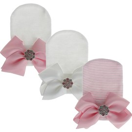 Adeimoo Newborn Baby Hospital Hat Infant Cap with Big Bow Soft Cute Knot Nursery Beanie