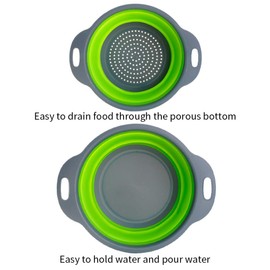 Colosun Collapsible Colander Set Portable Collapsible Filter Baskets Bowls Containers Rubber Strainer for Kitchen Camping Draining Food Fruit Vegetable Set of 2