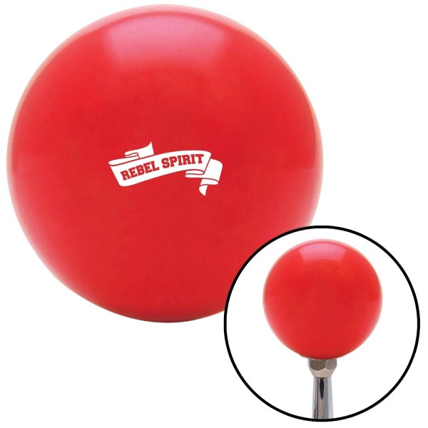 American Shifter Company White Rebel Spirit Red Shift Knob w/