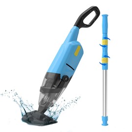 Cordless Pool Vacuum Cleaner for Above Ground Pool & In Ground Rechargeable Pool Vacuum Cleaner - 90 Mins Runtime, with 69" Telescopic Pole, Spa Vacuum for Hot Tub- Fast 3H Charge (Blue)