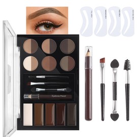 All-in-One Eyebrow Kit - Brown Eyebrow Powder Sculpting Kit, Shape, Define & Groom Eyebrow Makeup Palette Kit, Include Eyebrow Pomade, Brow Powder, Eyebrow Pencil, Eyebrow Brush, Eyebrow Stencils