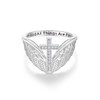 PEIMKO Baptism Gifts Cross Angel Wings Ring in 925 Sterling