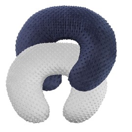 iEvolve Nursing Pillow Cover Breast Feeding Pillow Cover for Baby Boy Girl，Cover Only(Navyblue&Silver Grey 2Pack)