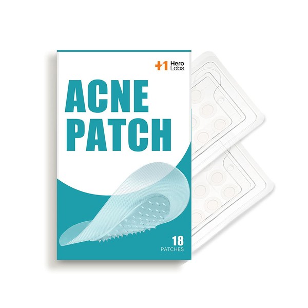 +1HEROLABS Microcrystal Acne Healing Patch (18 Patches) - Hyaluronate, Salicylic Acid, Vitamin C, pimple patch for deep, Early Stage and Hidden Pimples (18 Count (Pack of 1))