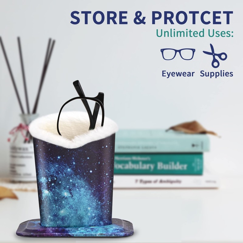 Aatacas Pack of 2 Plush Lined Eyeglasses Holder Stand Protective