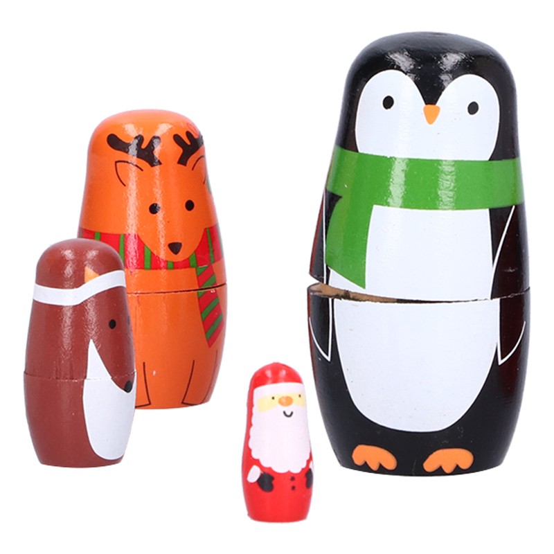6Pcs Russian Nesting Dolls Gift Wooden Painted Art Crafts Cartoon