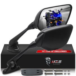 MZS Racing Motorcycle Mirrors, Fairing Rearview Side Mirror Adjustable Black Accessories Compatible with YZF R3 R25 YZF-R3 YZF-R25 2019-2024