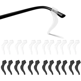 MMOBIEL 12 Pairs Universal Silicone Ear Grip Hooks Anti-Slip Temple Tips Holder Eyeglass Retainer for Glasses, Sunglasses, Spectacles - Black and Transparent