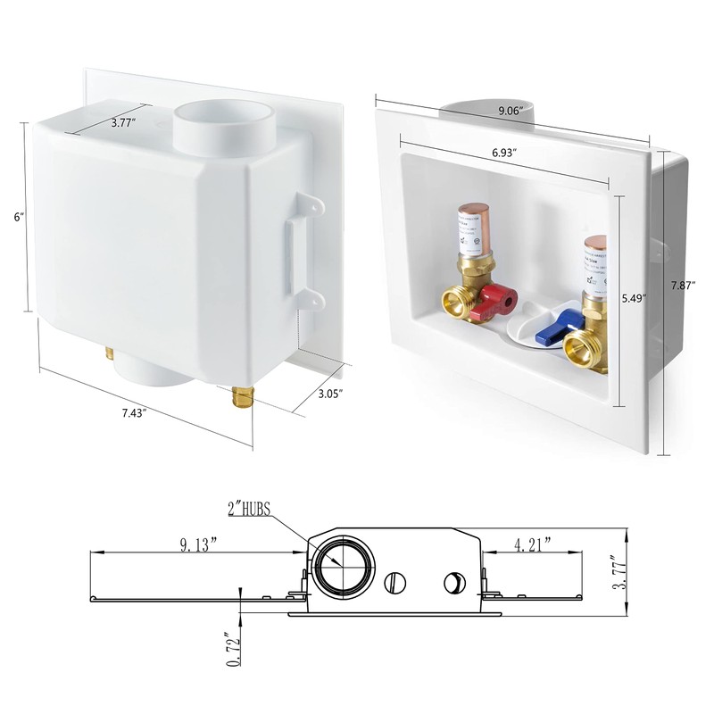 EFIELD Washing Machine Outlet Box, 1/2" Pex-A F1960 Expansion Connection