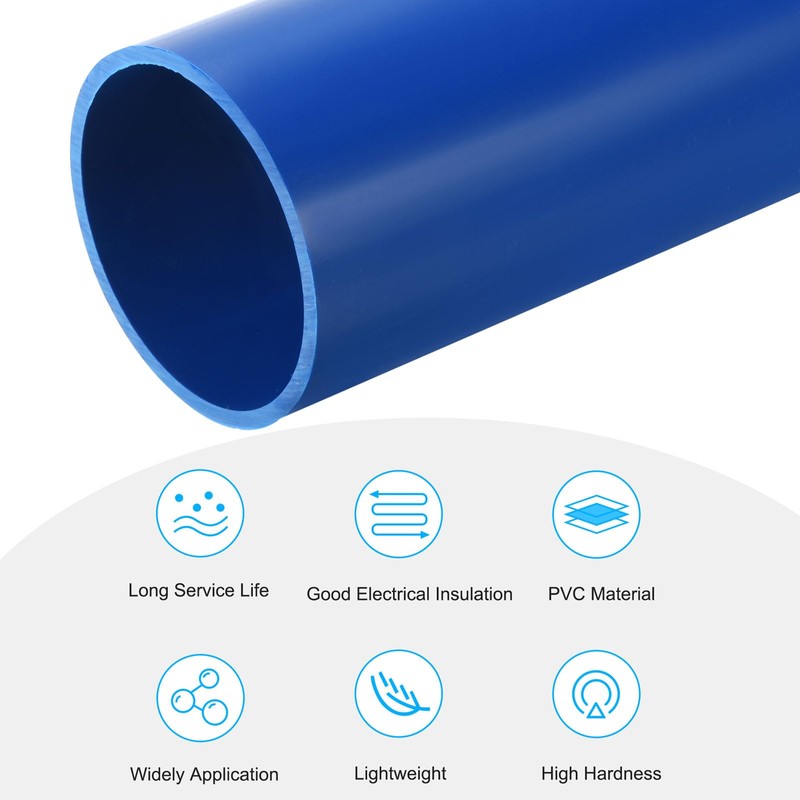 QUARKZMAN PVC Pipe Round 67.8mm ID 75mm OD 350mm Blue