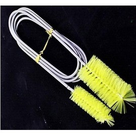 NATEFEMIN Yellow Dual Heads 1.55M/5FT Length Pipe Cleaner Cleaning Brush for Water Tube Hose Pump Filter Aquarium Fish Tank Accessory