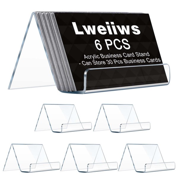 Lweiiws 6 Pack Acrylic Business Card Holder Stand, Transparent Desk
