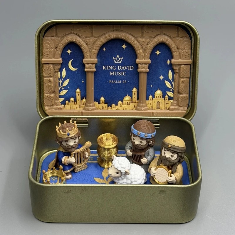 Mini Christmas Nativity Set in Tin Box, Portable Manger Scene