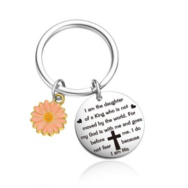 OWHOMS Christian Gifts For Women Faith Jewelry Religious Gifts Motivational Gifts For Women Baptism Gifts For Girl Confirmation Gifts Religious Charm Jewelry Christening Keychain For Goddaughter Gift
