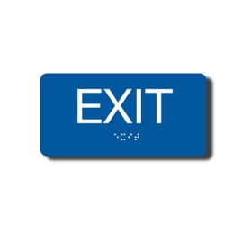 ADA Compliant Exit Sign with Braille (6" x 3" Sapphire Blue)