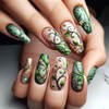 Spring Press on Nails Medium Length Coffin Fake Nails Vine