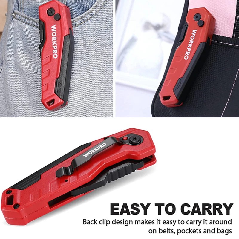 WORKPRO Folding Utility Knife Quick Change Box Cutter Razor Knife