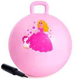 U&C Planet Bouncy Ball 45 cm Hopper Ball with Pump 18 Inch Jumping Ball for Children from 3 Years Inflatable Space Hoppers Jump Ball Indoor and Outdoor Pink Princess