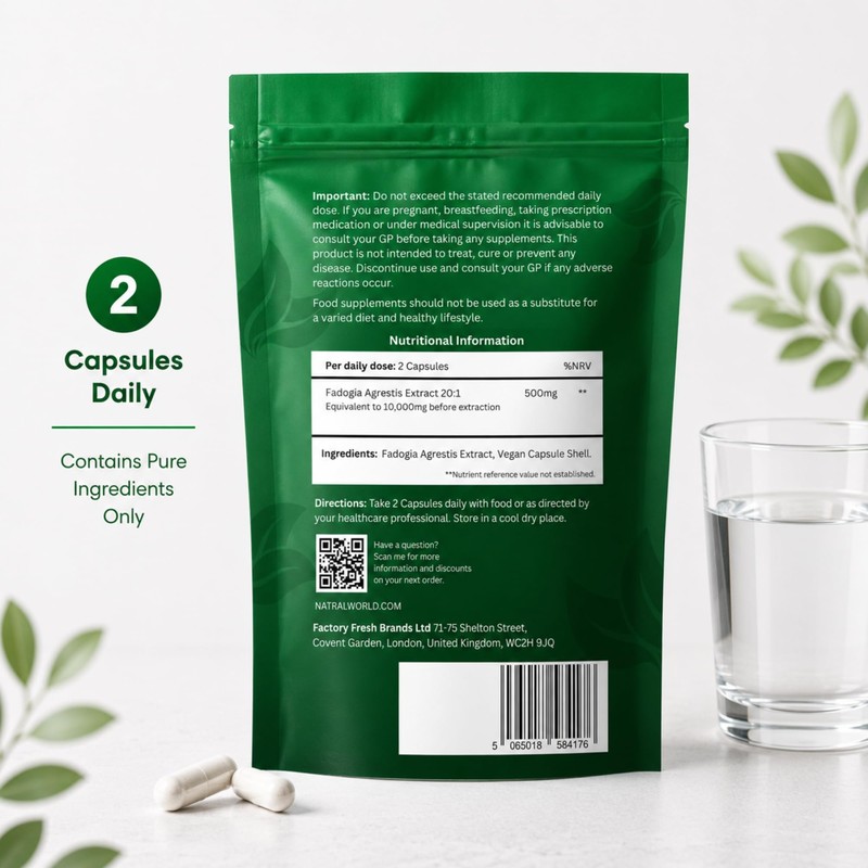 Fadogia Agrestis 10,000mg Equivalent - 120 Vegan Capsules | High