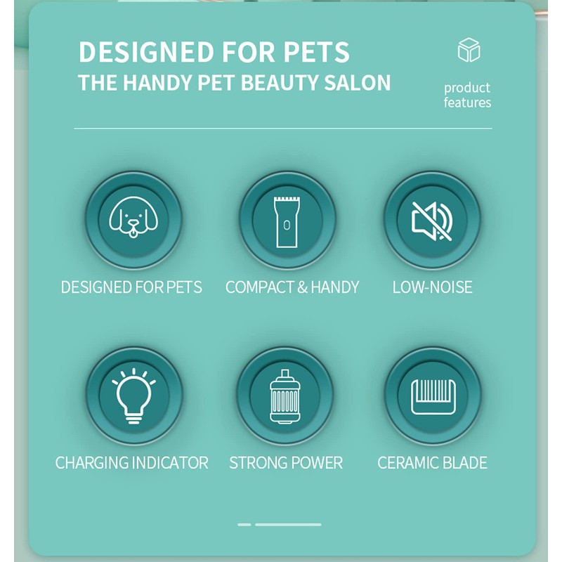 Grimgrow Dog Cat Home Hair Waterproof Clipper Portable Electric USB