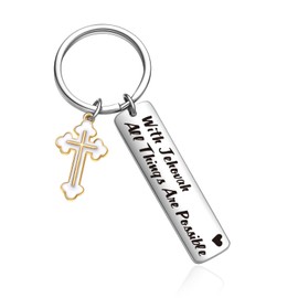 OWHOMS Christian Keychain For Women And Men, Faith Based Jewelry For Baptism Or Birthdays, Inspirational Gift For Prayer, Religious Charm Keepsake, Stainless Steel Thank You Gift For Special Occasions