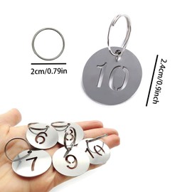 1-30 Key Tags with Labels Stainless Steel Numbered Tags Key Ring Metal Tags Coat Check Tags Key ID Tags Metal Nuber Tags Identifiers Key Label 30 Numbered Keychains for Dormitory Keys House Lockers