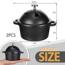 FoldTier FoldTier 2 Pcs Garlic Roaster Baker Cast Iron Dutch Oven Pre-seasoned Cast Iron Pot 8 oz Mini Cocotte with Lid and Handle Small Black Potato Garlic Baker for Oven BBQ Grill Kitchen Outdoor