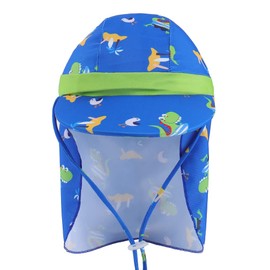 MK MATT KEELY Toddler Sun Hat Boys Girls Summer Neck Protection Legionnaires Hat with Adjustable Chin Straps for Age 1-10 Years Kids,Blue Dinosaur