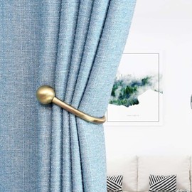 Desuibao Curtain Holdbacks, Wall Mount, Metal Tiebacks, Window Treatment, Decorative Curtain Holdbacks for Wall, Curtain Tiebacks, Side Hooks, Black, Pack of 4