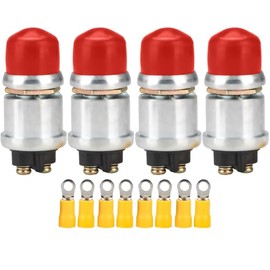 Weasch Weasch 4Pack Push Button Starter Switch, 12V / 24V 50A, Waterproof Push Button Switch, for Car Marine Boat Truck Tractor Engine (4, Red)