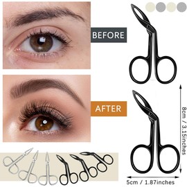 Scissors-Shaped Eyebrow Tweezers J2 Stainless Steel Oblique Flat Tip Tweezers Scissor Handle Straight Tip Facial Hair Removal (Black, 3.5 Inch)