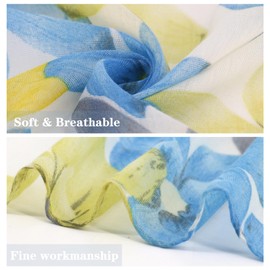 vimate yellow floral scarf-ladies fashion lightweight thin printed scarf headscarf beach scarf for women spring fall winter (UK-Style 40)
