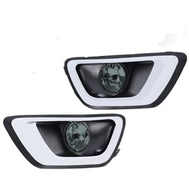 G-PLUS Fog Light Lamps Compatible With 2015-2019 Chevy Colorado Smoke Lens w/Chrome Trim Bezel Cover+Switch Replacement One Pair