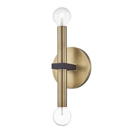 Mitzi H296102-AGB/BK Colette - 2 Light Wall Sconce 12.25 inches Tall and 4.75 inches Wide - Aged Brass/Black