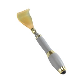 Jwqqwdza 5-Level Back Scratcher Extendable for Men Women, Resin Headed Backscratchers with Temple Massager Ball, Portable Back Scratcher for Gift (Gray, 7.5" * 1.2" * 2")