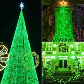 Upgrade Solar String Lights for Outside 2 Pack Total 180FT 500LED String Lights Outdoor with 8 Modes, IP65 Waterproof Outdoor Solar Twinkle Lights, Garden Tree Party Christmas Decorations, Green