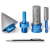 5Pcs Diamond Chamfer Bit Set with 5/8-11 Thread Adapter, 4/5"
