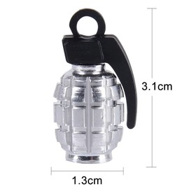 4 Valve Caps Silver Chrome Grenade Grenade Grenade Car Truck Motorcycle Car